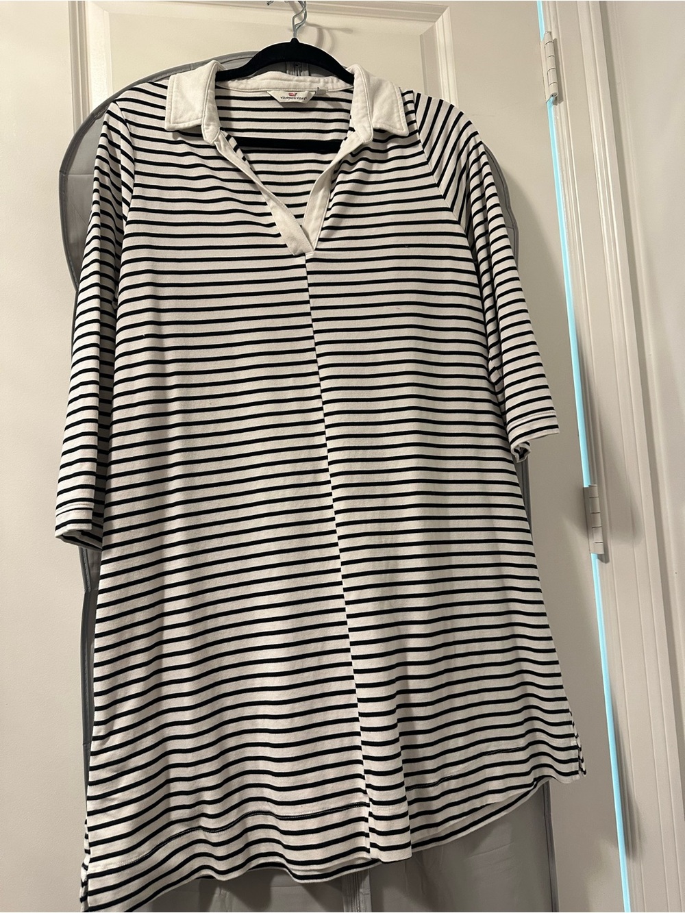 Vineyard Vines Black and White Striped Polo Mini Dress XL - Picture 3 of 3